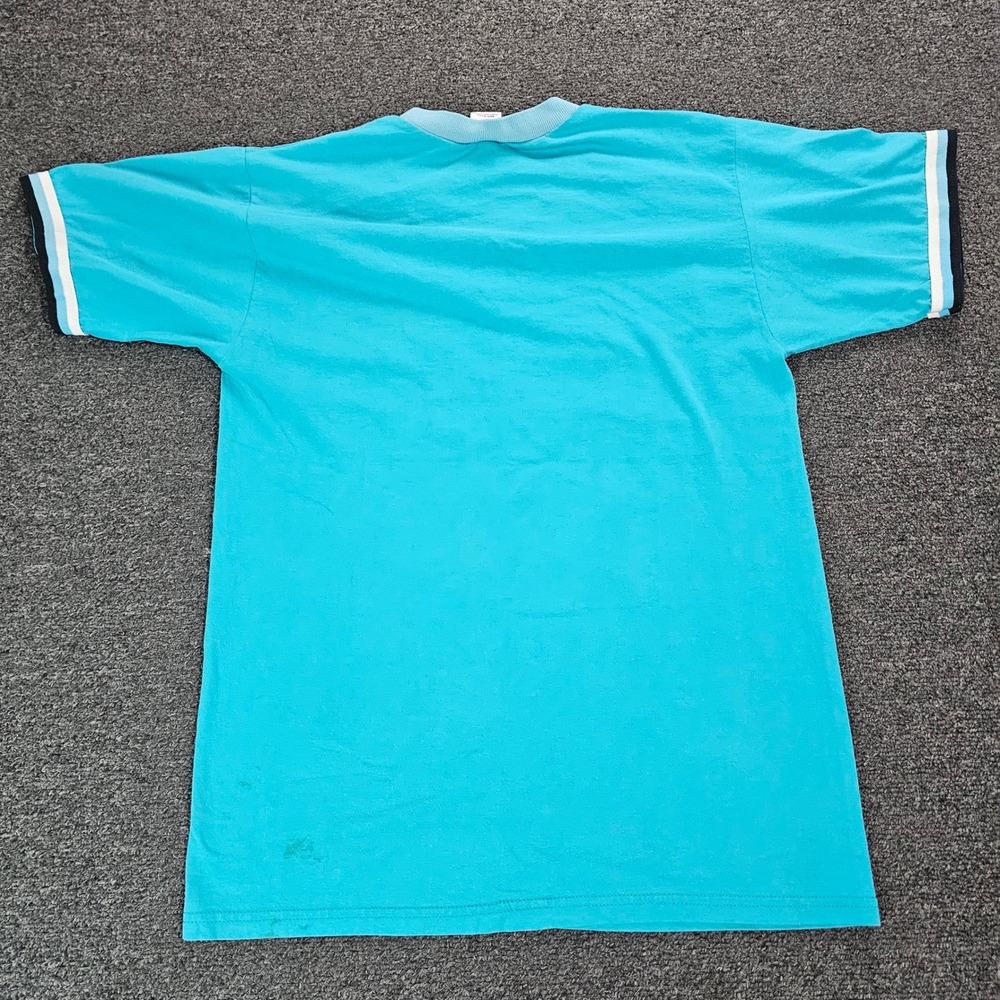 Vintage Florida Marlins Russell Athletic T Shirt Mens Medium Teal V-Neck 90s MLB - Picture 6 of 10